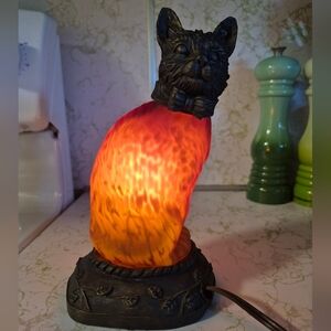 Cute! Kitty Cat Amber Glow Glass Body Lamp